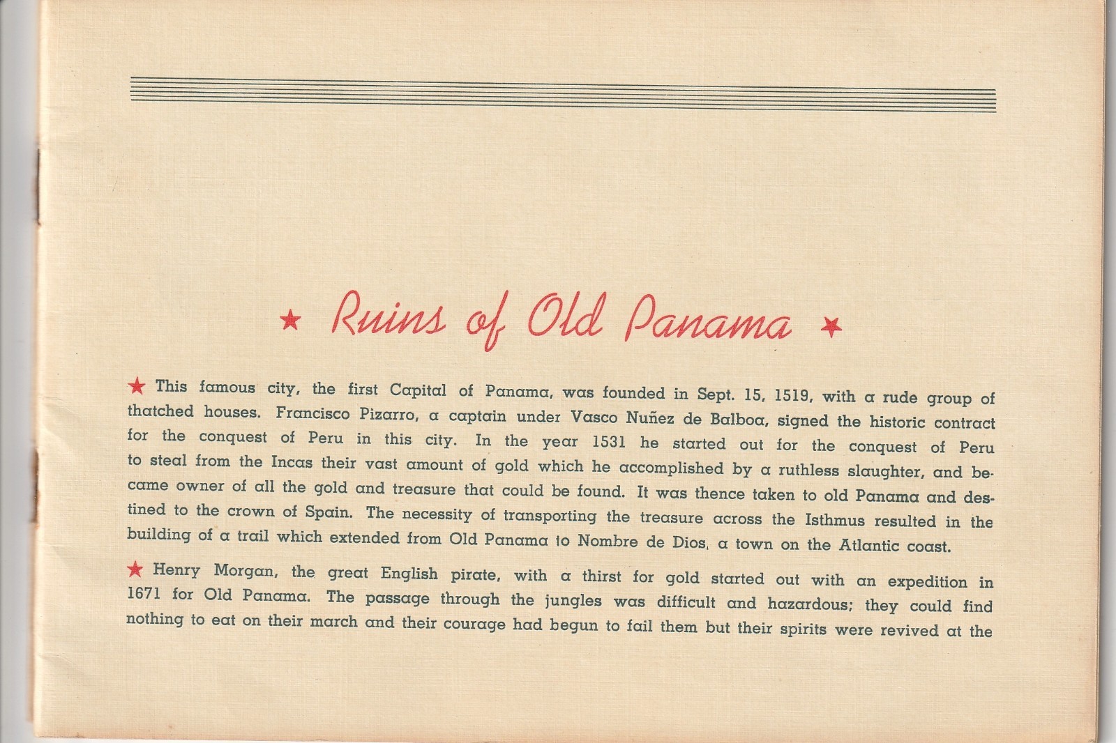 Panama Canal Souvenir Booklet, 1930’s, 14 Pictures, 14 Pages of History Text