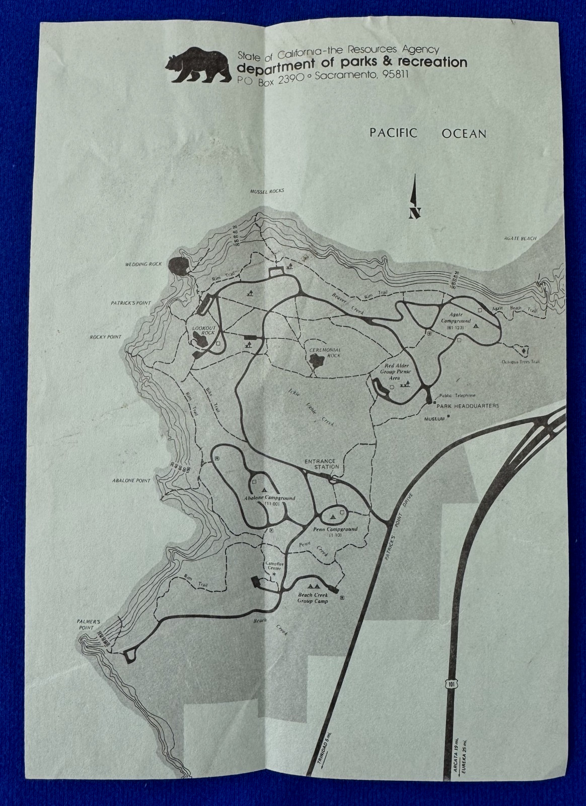 Vintage 1981 Redwood State Park California Map Dept of Parks & Recreation