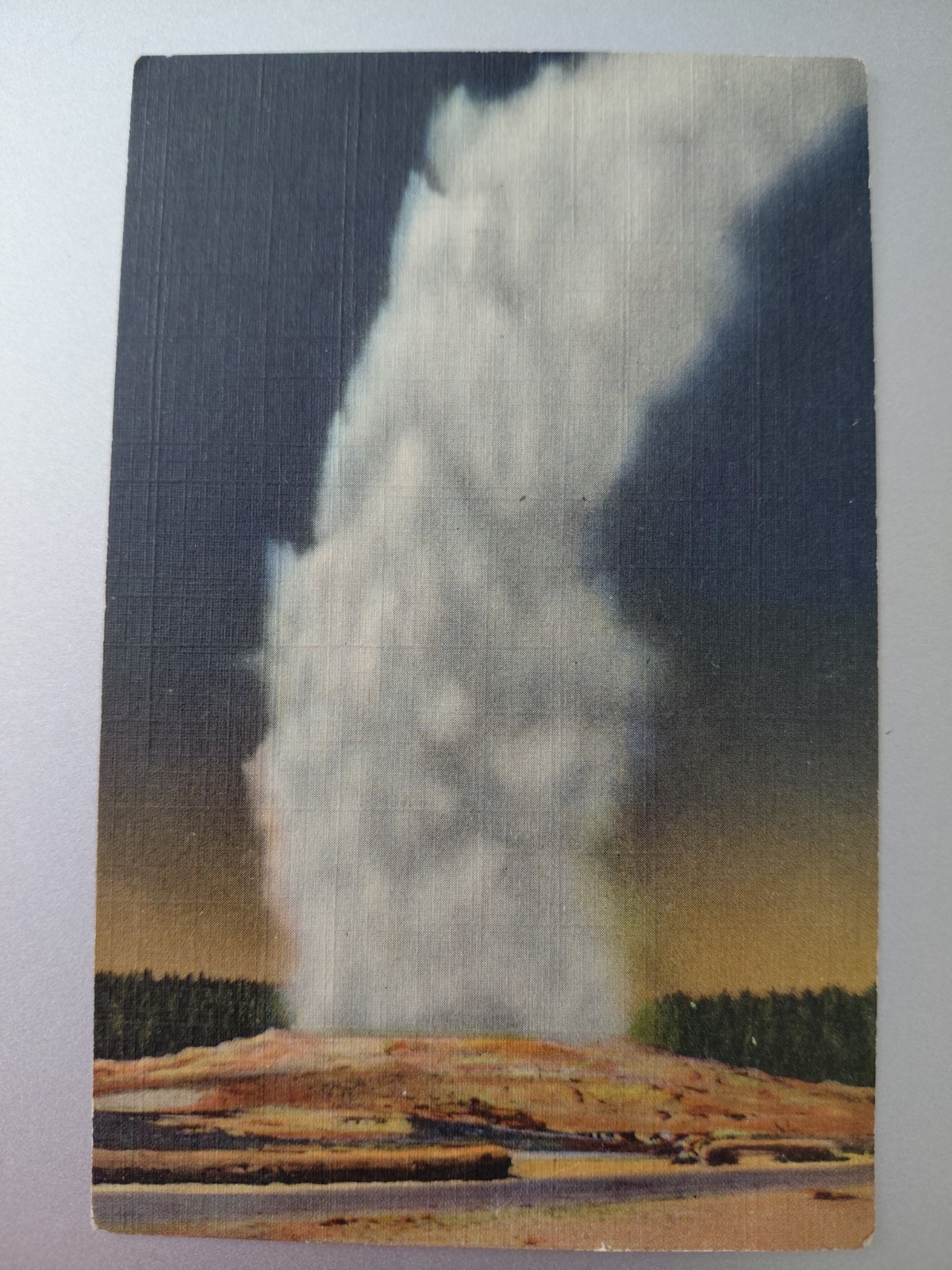 Vintage Old Faithful Geyser Yellowstone National Park Lithograph Postcard # 1236