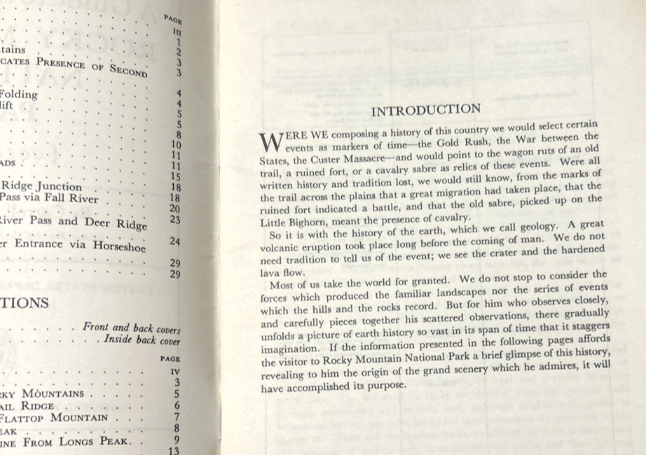 Vtg Guide to the Geology of Rocky Mountain National Park Colorado Booklet 1944