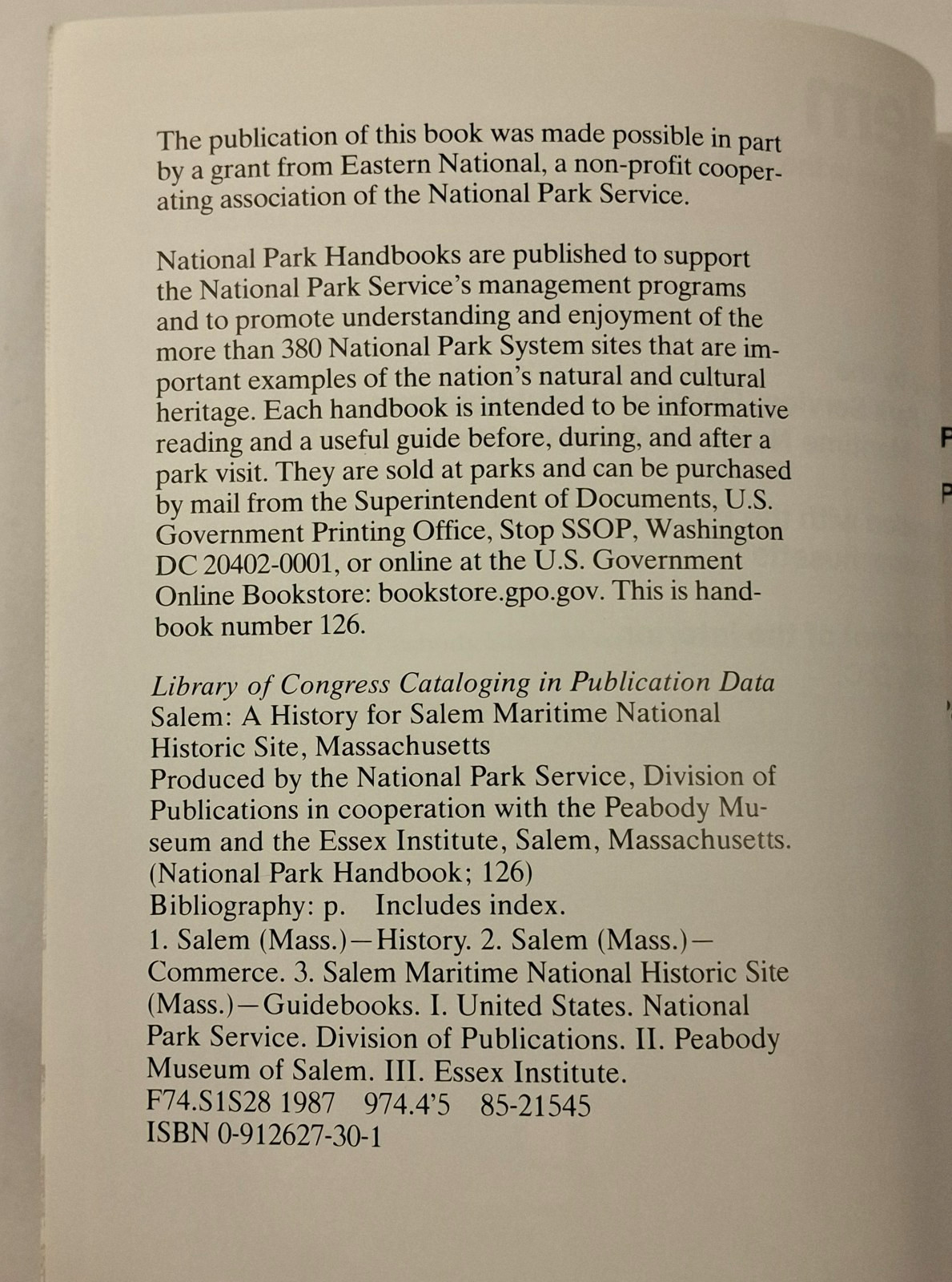 Lot 5 Vintage NPS National Park Handbooks Agate Salem Lowell Boston 1980-98
