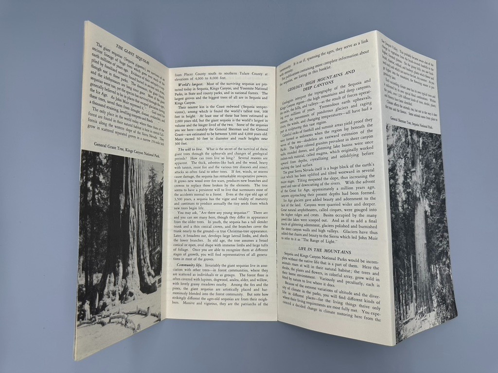 1957 SEQUOIA and KINGS CANYON National Park Service CALIFORNIA Travel BROCHURE