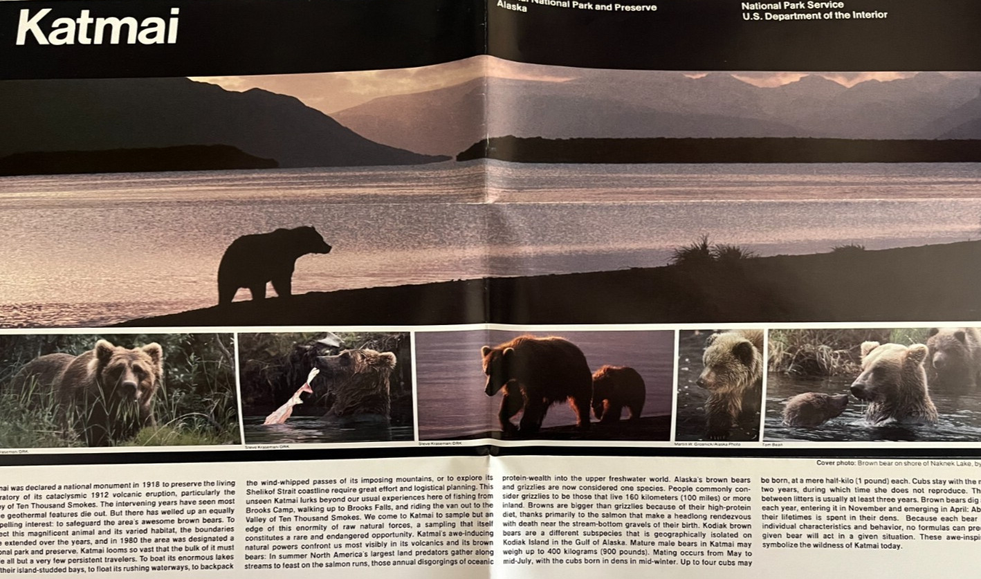 Vintage 1990 KATMAI NP – Alaska NATIONAL PARK SERVICE UNIGRID BROCHURE/MAP New