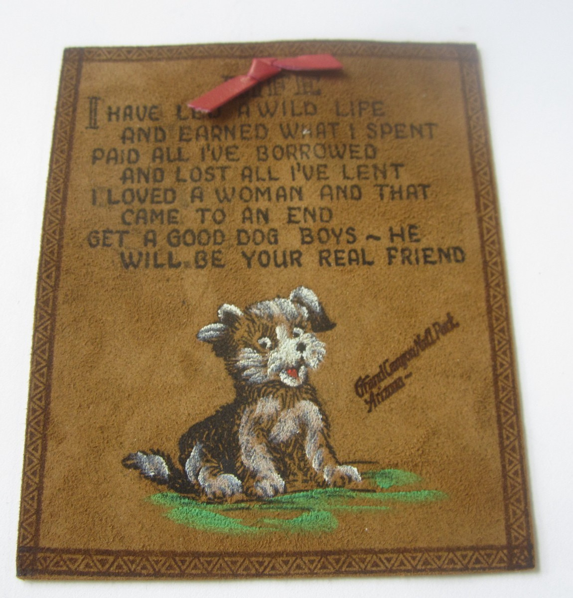 c.1950 – GRAND CANYON National PARK – Leather Greeting Card – LIFE – DOG