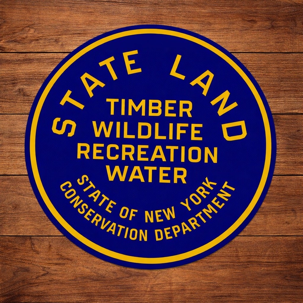 New York Conservation Department State Land Sign Timber Wildlife Recreation