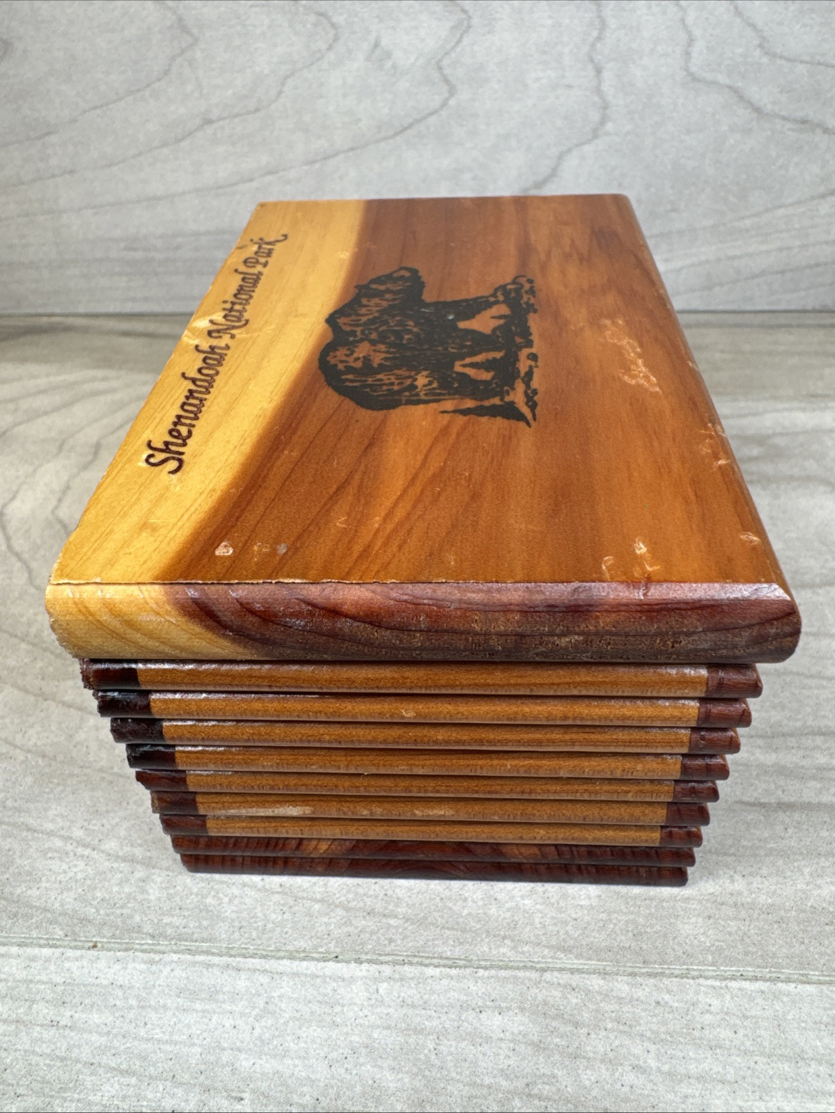 Vintage Shenandoah National Park Cedar Box Grizzly Bear Nature Wood Souvenir