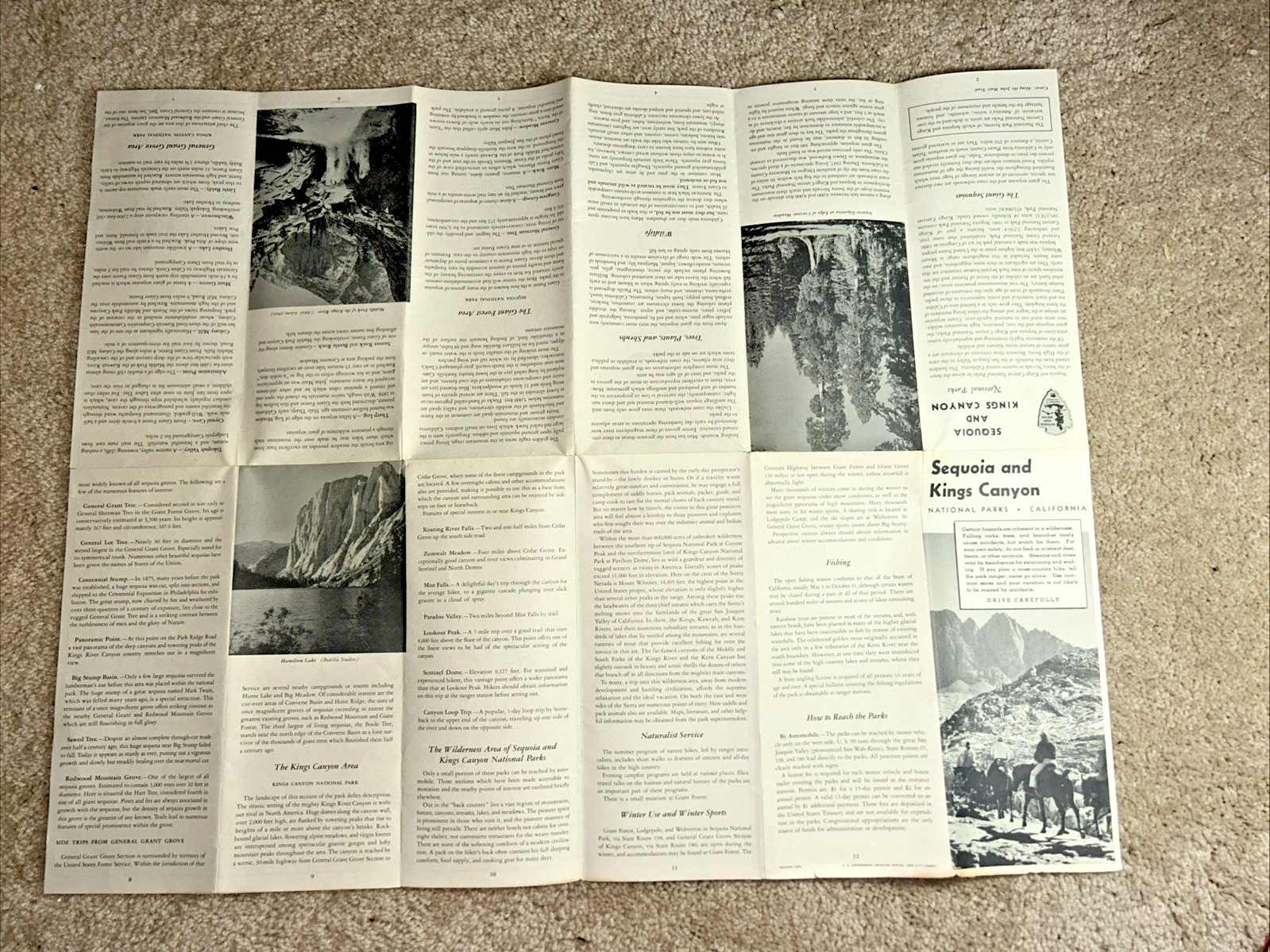 2 Vintage SEQUOIA NATIONAL PARK Brochures US Dept of Interior 1954 & 1957