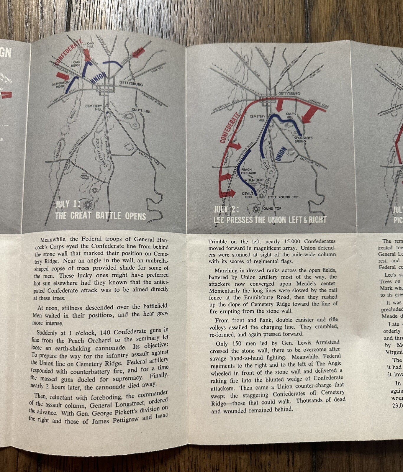 Vintage 1966 Gettysburg National Military Park Brochure Civil War
