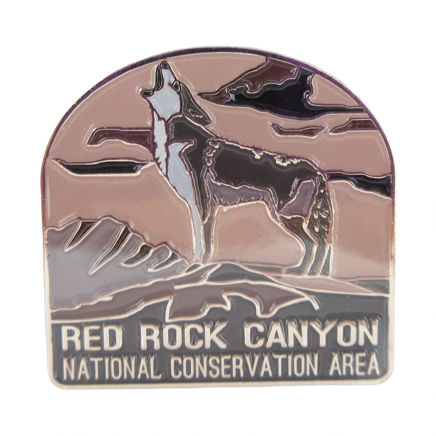 Red Rock Canyon Lapel Pin w/ Desert Howling Coyote Las Vegas Nevada Souvenir