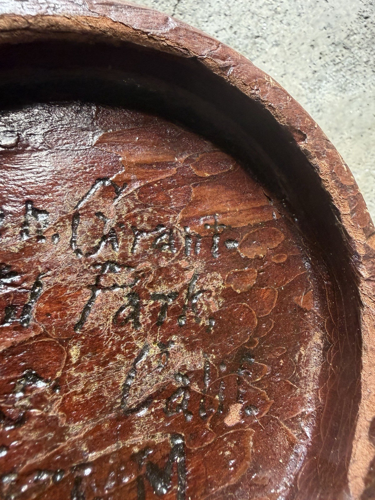Vintage General Grant national Park Wood Folk Art Souvenir Tray 1920s California