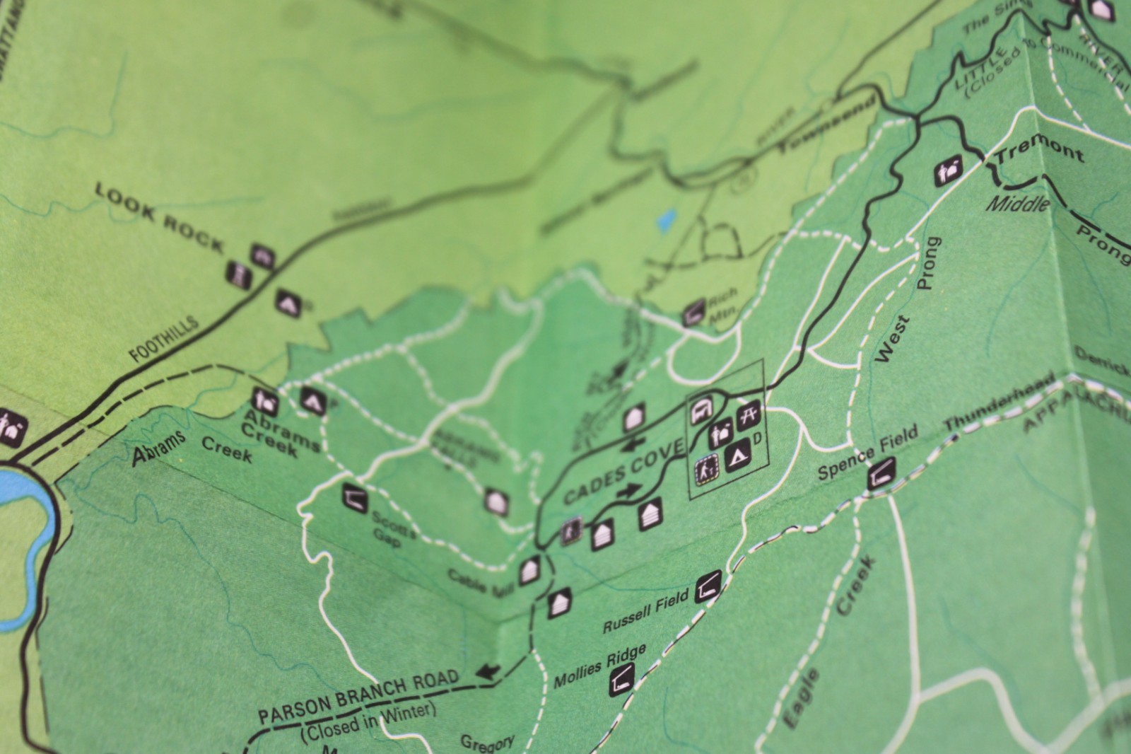 Vintage Great Smoky Mountains National Park fold out map 1976