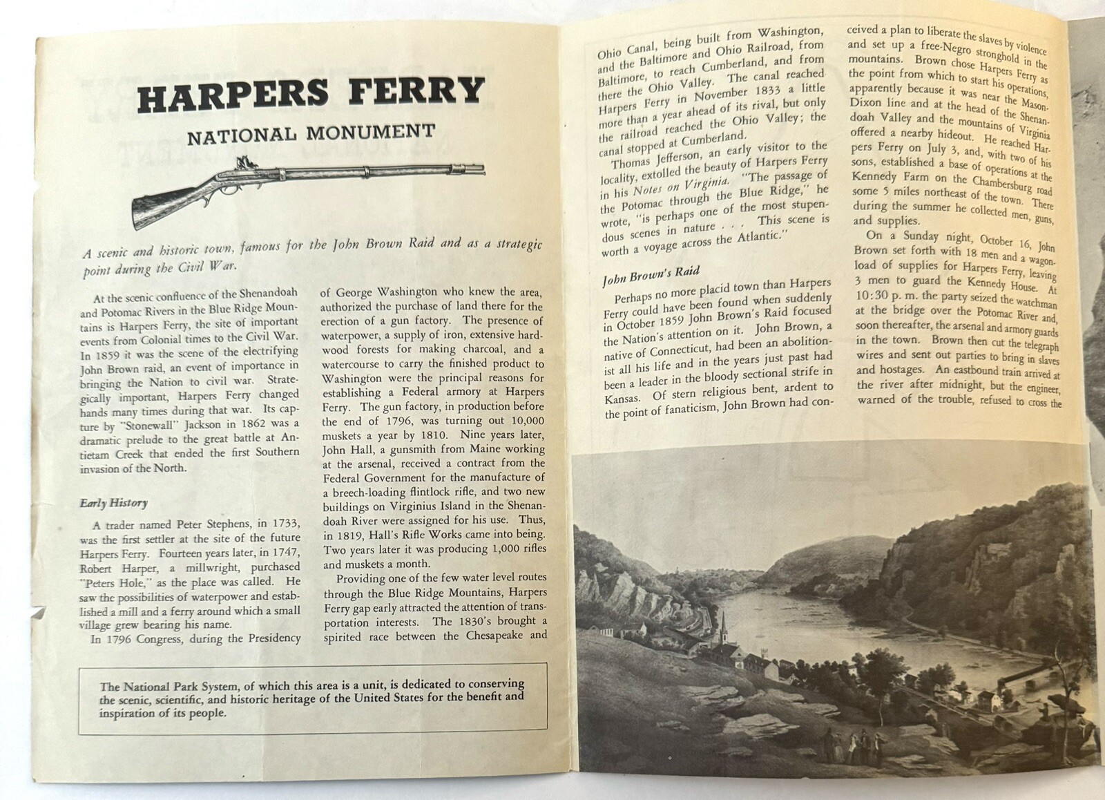 Vintage 1957 Harpers Ferry WVa National Monument Brochure Pamphlet Booklet Map