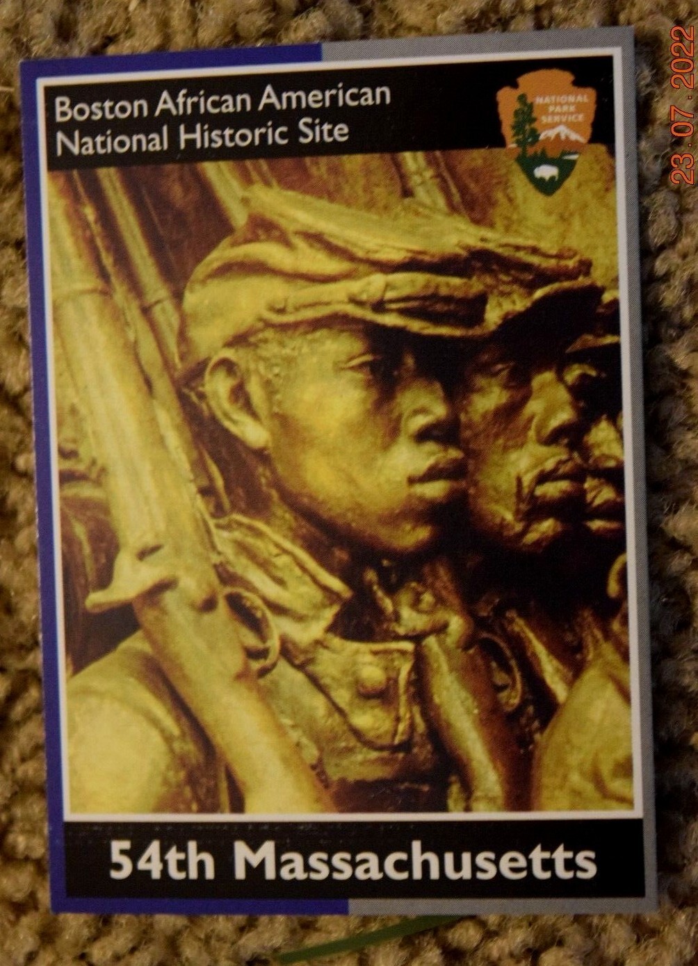 One (1) NPS BOSTON AFRICAN AM NTL HISTORIC SITE, “54th MASSACHUSETTS,” CARD, NEW