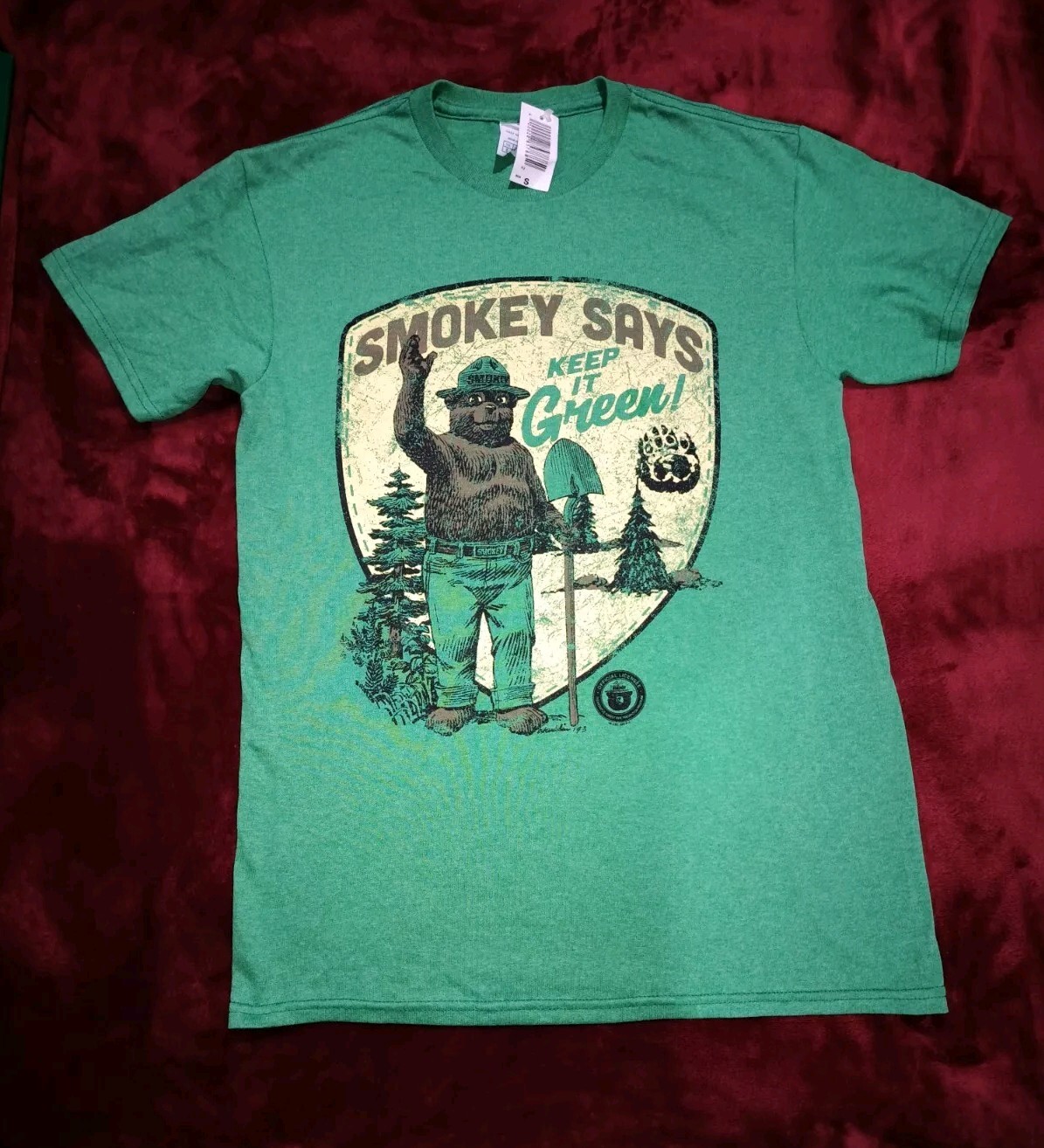 Vintage Looking Smokey The Bear Says Keep It Green T-Shirt New Men sz s New NWT!