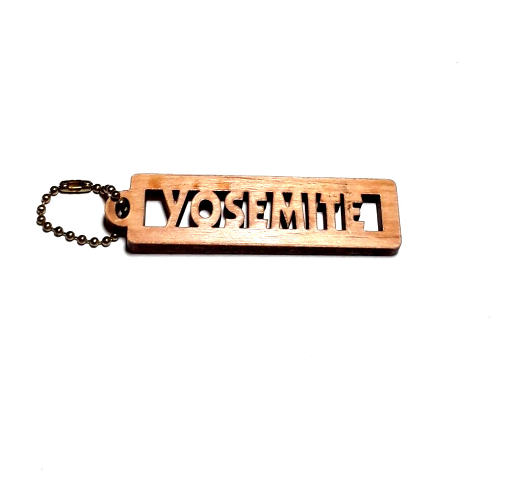 YOSEMITE Wooden Rectangle Keyring Keychain EUC