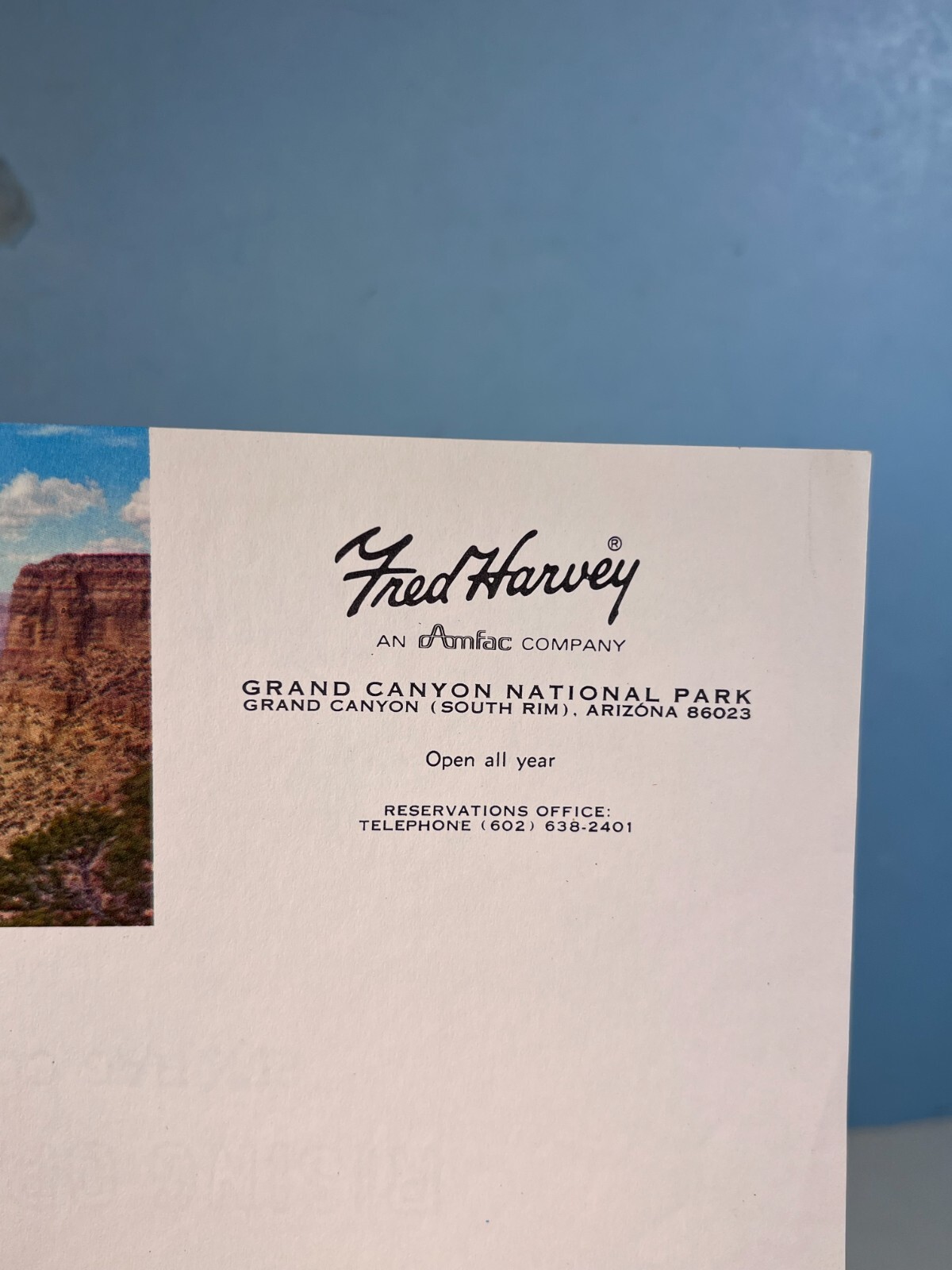 Vintage Fred Harvey Grand Canyon National Park Amfac Company Letterhead