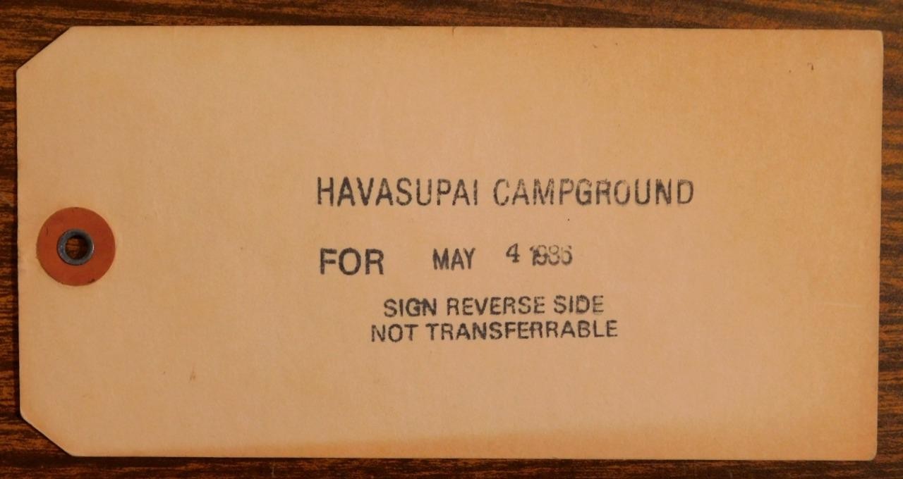 1986 Grand Canyon Havasupai Indian Reservation Camping Pass B3S1