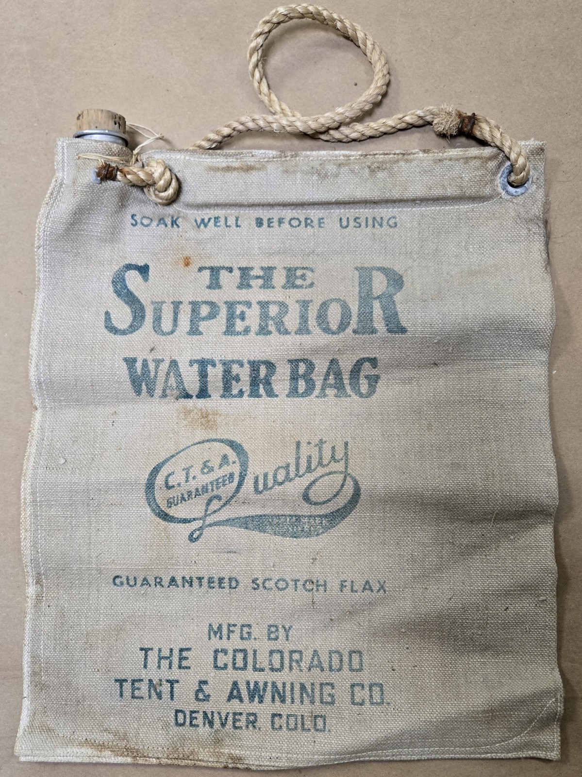 Old USFS US Forest Service Colorado Tent & Awning Canvas Water/Auto Radiator Bag