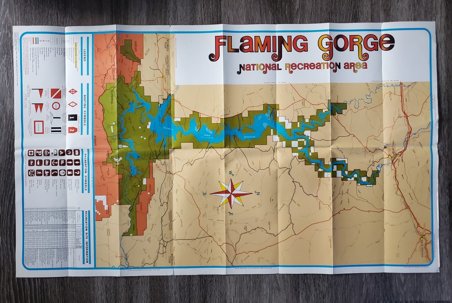 Vintage 1970s Flaming Gorge National Recreation Area Map Brochure – Vacation