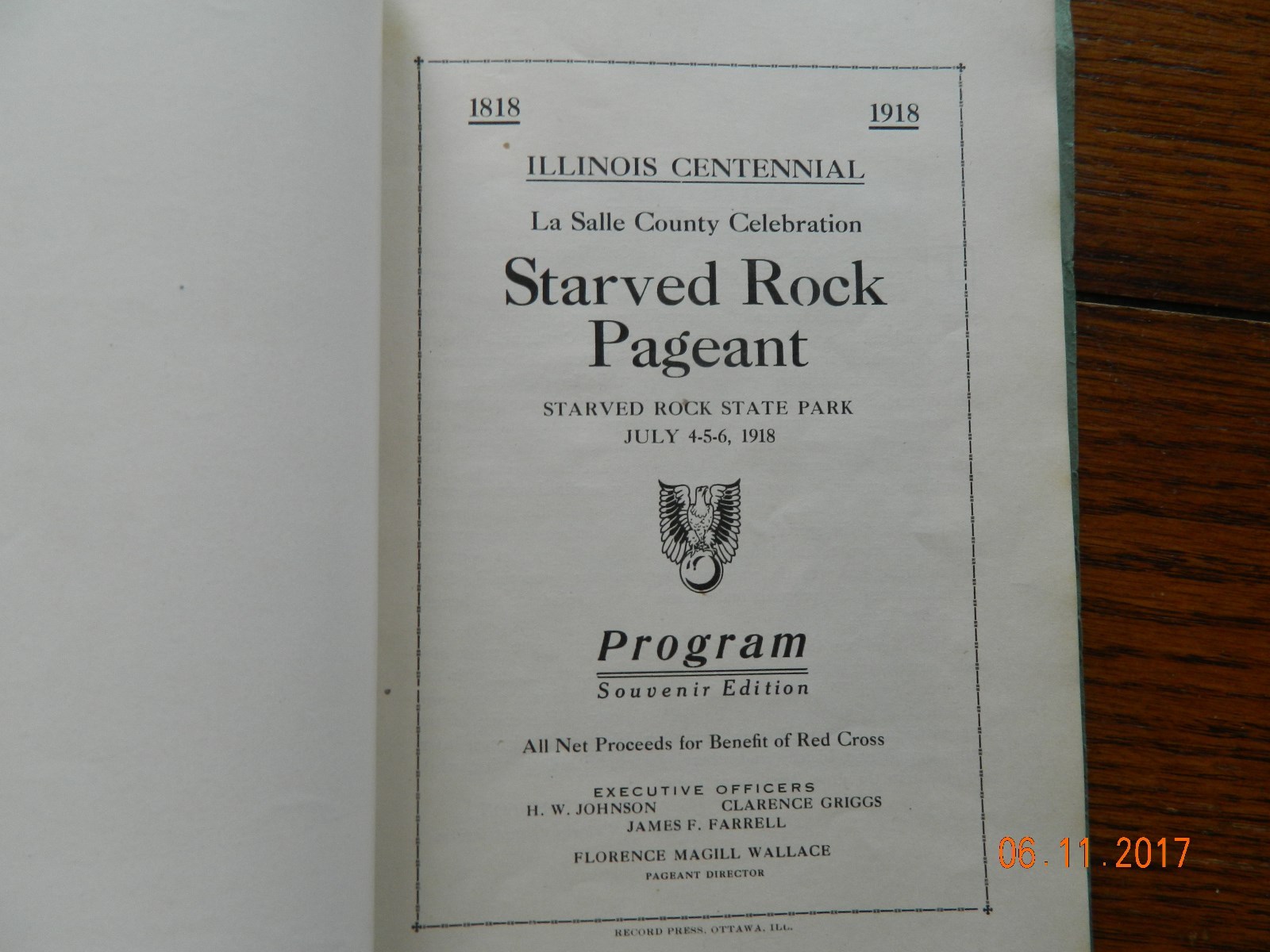 STARVED ROCK STATE PARK PAGEANT 1918 SOUVENIR EDITION PROGRAM RARE LASALLE CO IL