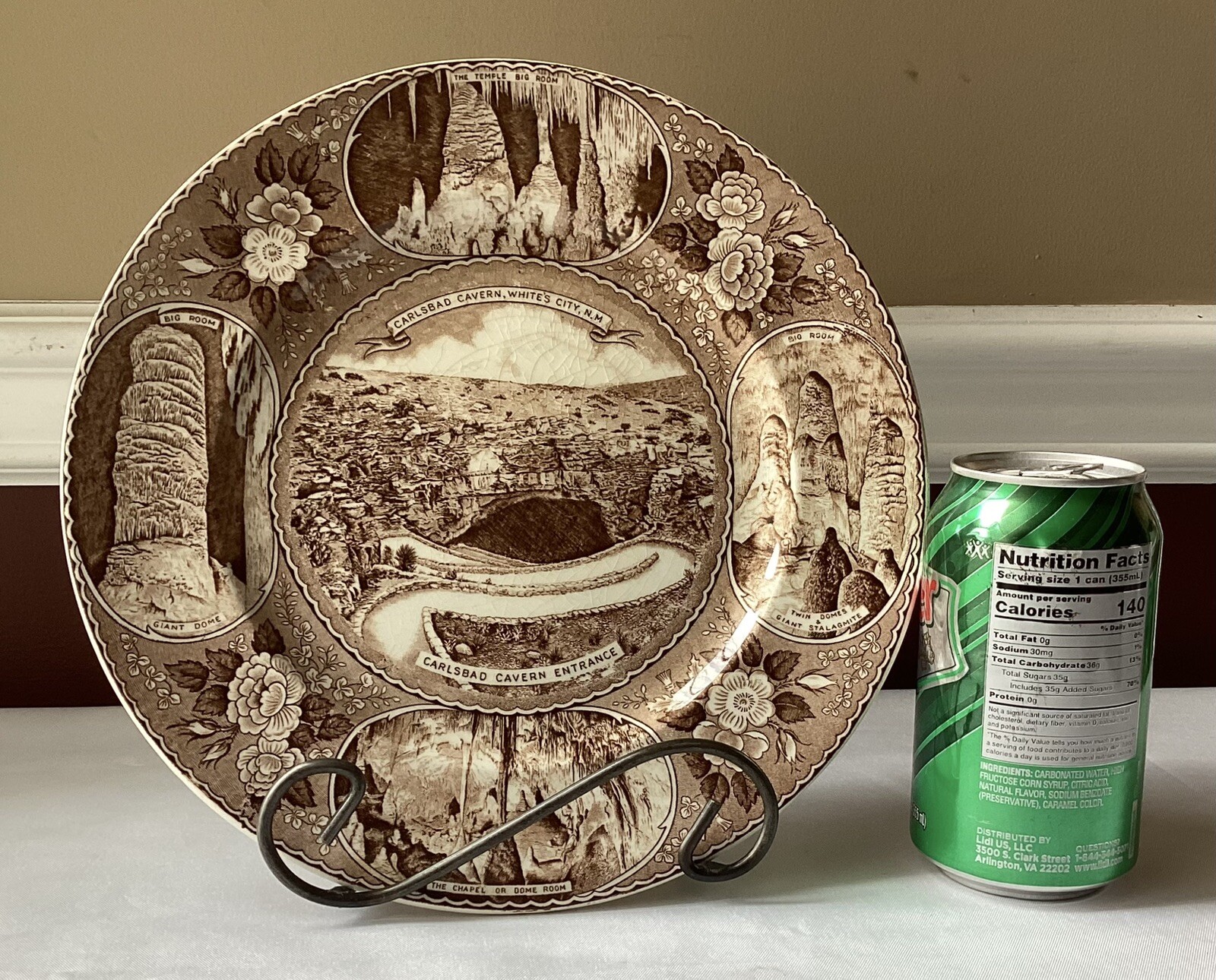 Antique Carlsbad Cavern, NM Souvenir Plate, Adams Old English Staffordshire Ware
