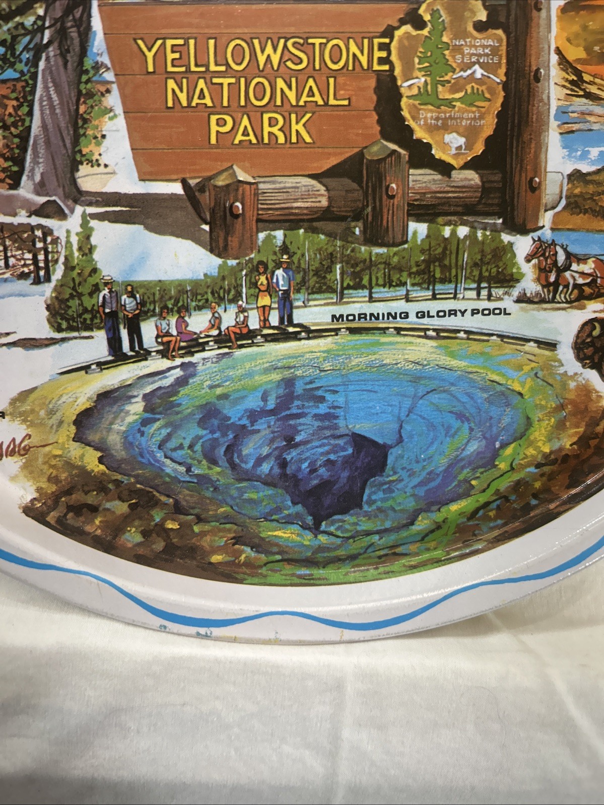 Ken Haag Yellowstone Metal Tray VTG 1960s Souvenir Art Scenic Collectible
