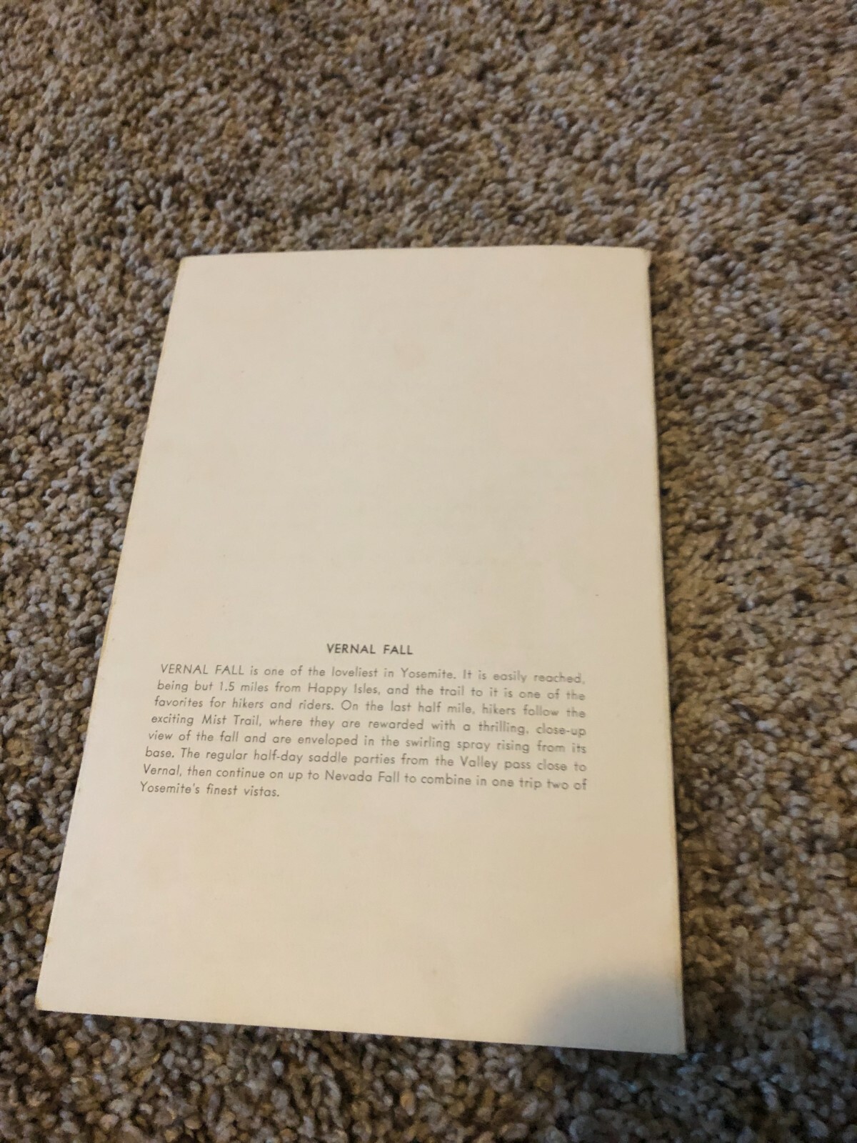 1957 Camp Curry Yosemite Dinner Menu showing Vernal Falls