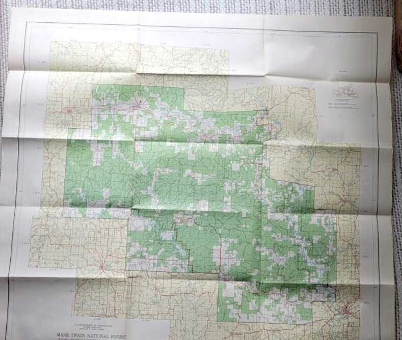 1968 MAP Mark Twain National Forest Service U.S. Dept Of Agriculture Missouri