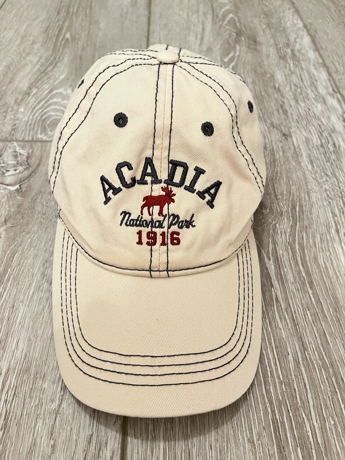 ACADIA National Park Moose Baseball Cap Adjustable Unisex. Tan embroidered. New