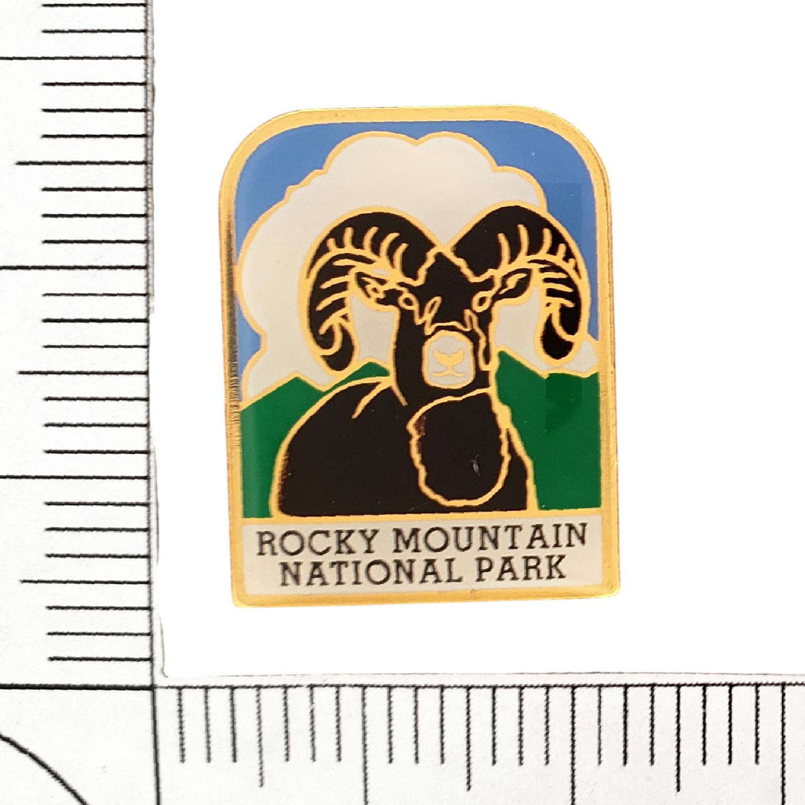 Rocky Mountain National Park Bighorn Sheep Ram Enamel Lapel Pin Colorado USA
