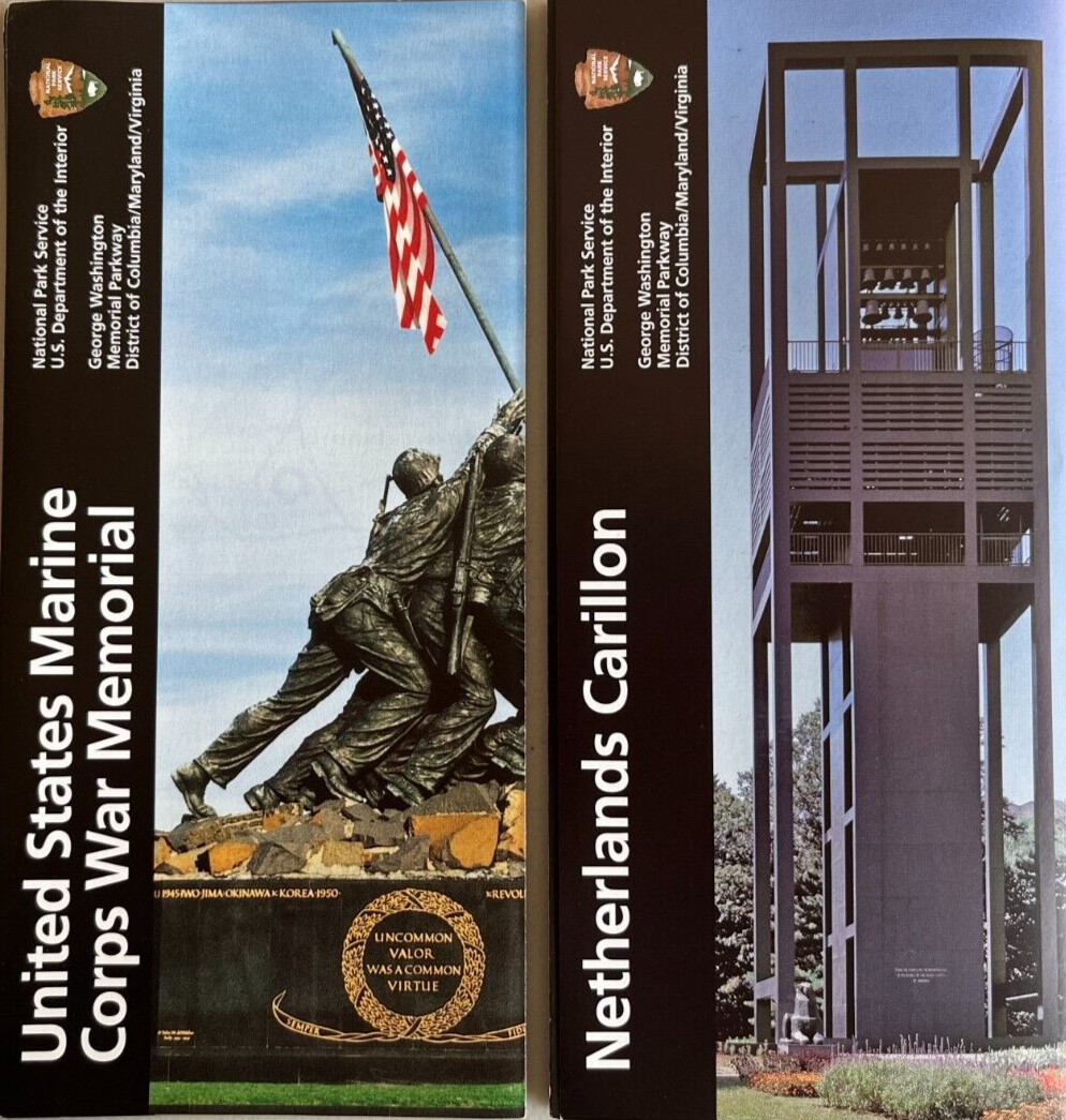 2 in 1 MARINE CORPS WAR MEMORIAL/CARILLON NATIONAL PARK SERVICE UNIGRID BROCHURE