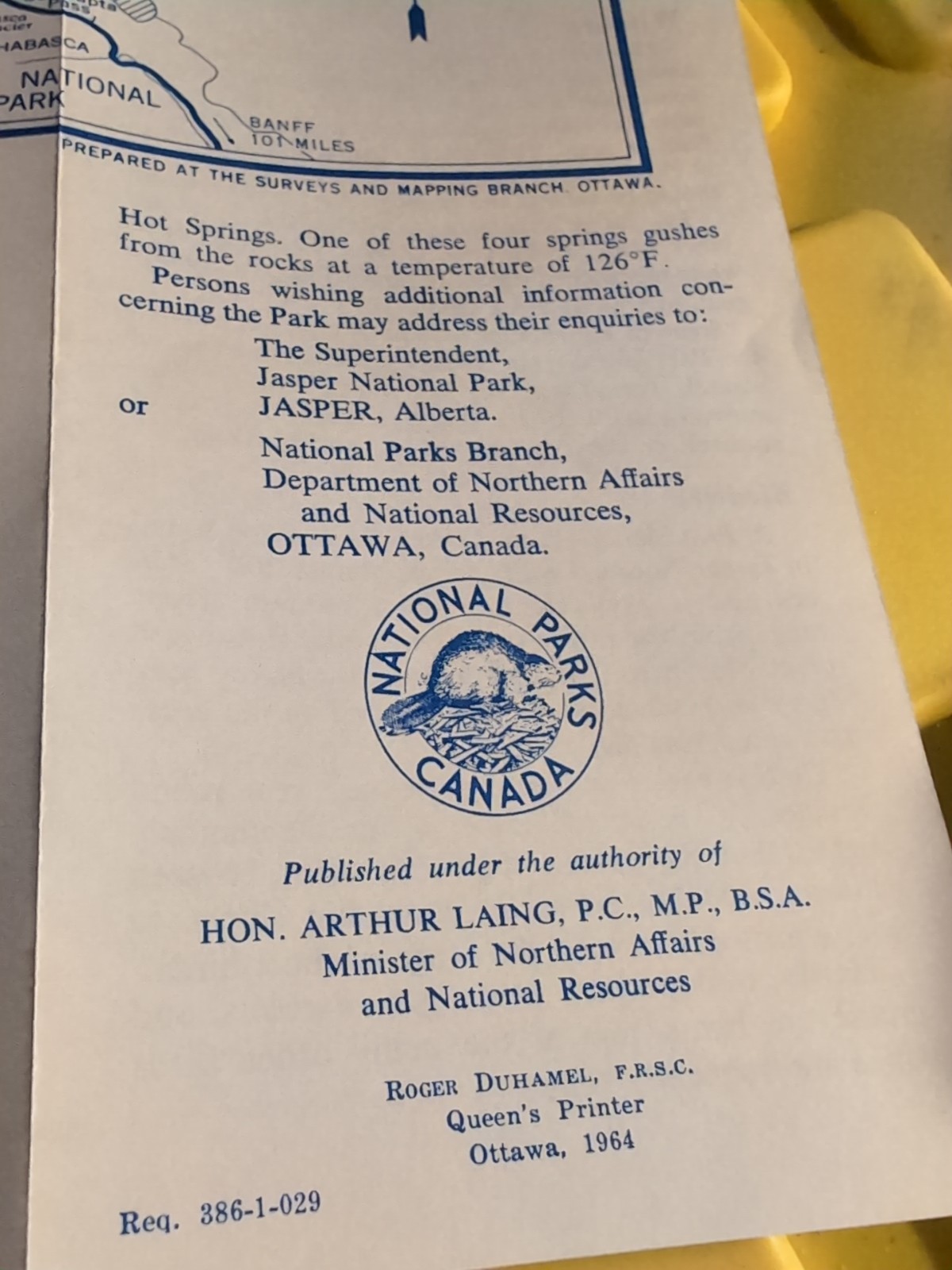1964 Jasper National Park Vintage Brochure – Alberta Canada