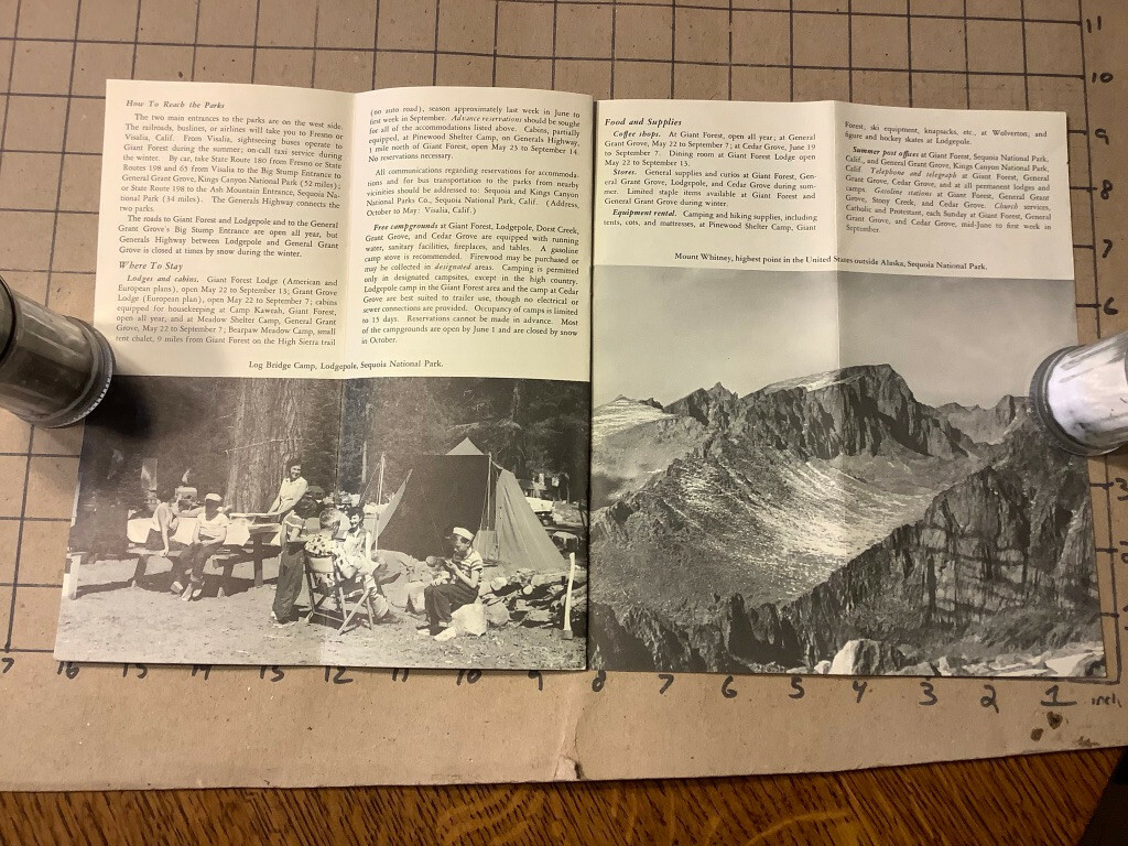 Vintage Original brochure Map 1963 SEQUOIA KINGS