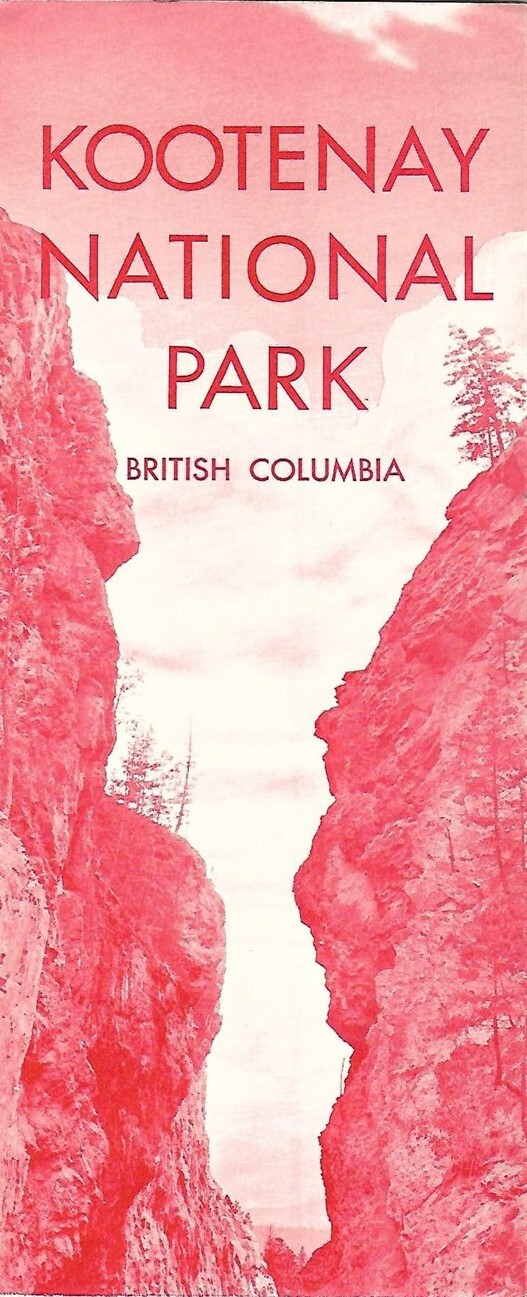 1968 Road Map KOOTENAY NATIONAL PARK British Columbia Canada Trail Fire Lookouts
