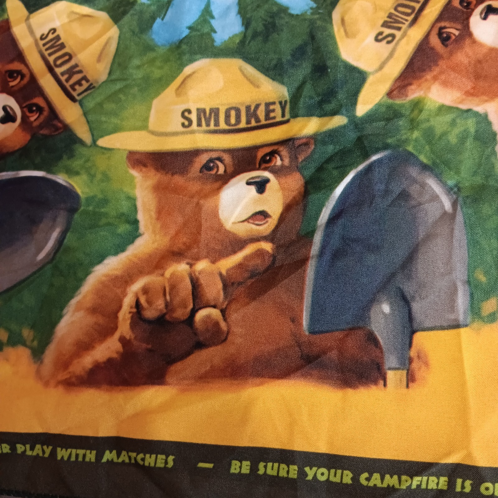 Vintage Smokey The Bear Hankerchief Scarf 20″ Only You Can Prevent Forest Fires