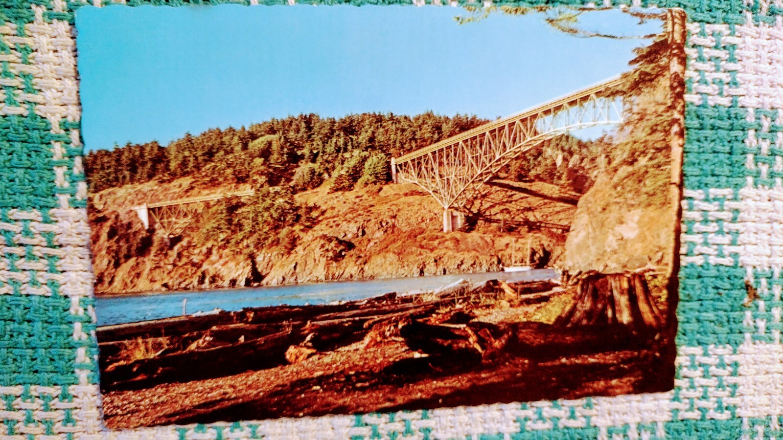 BEAUTIFUL POST CARD DECEPTION PASS BRIDGE WHIDBEY ISLAND WASHINGTON.