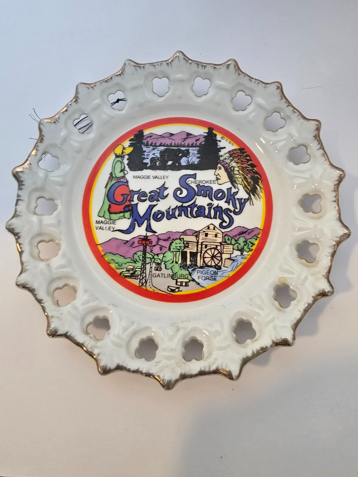 Vintage Great Smoky Mountains Decorative Wall Hanging Ceramic Plate 8″