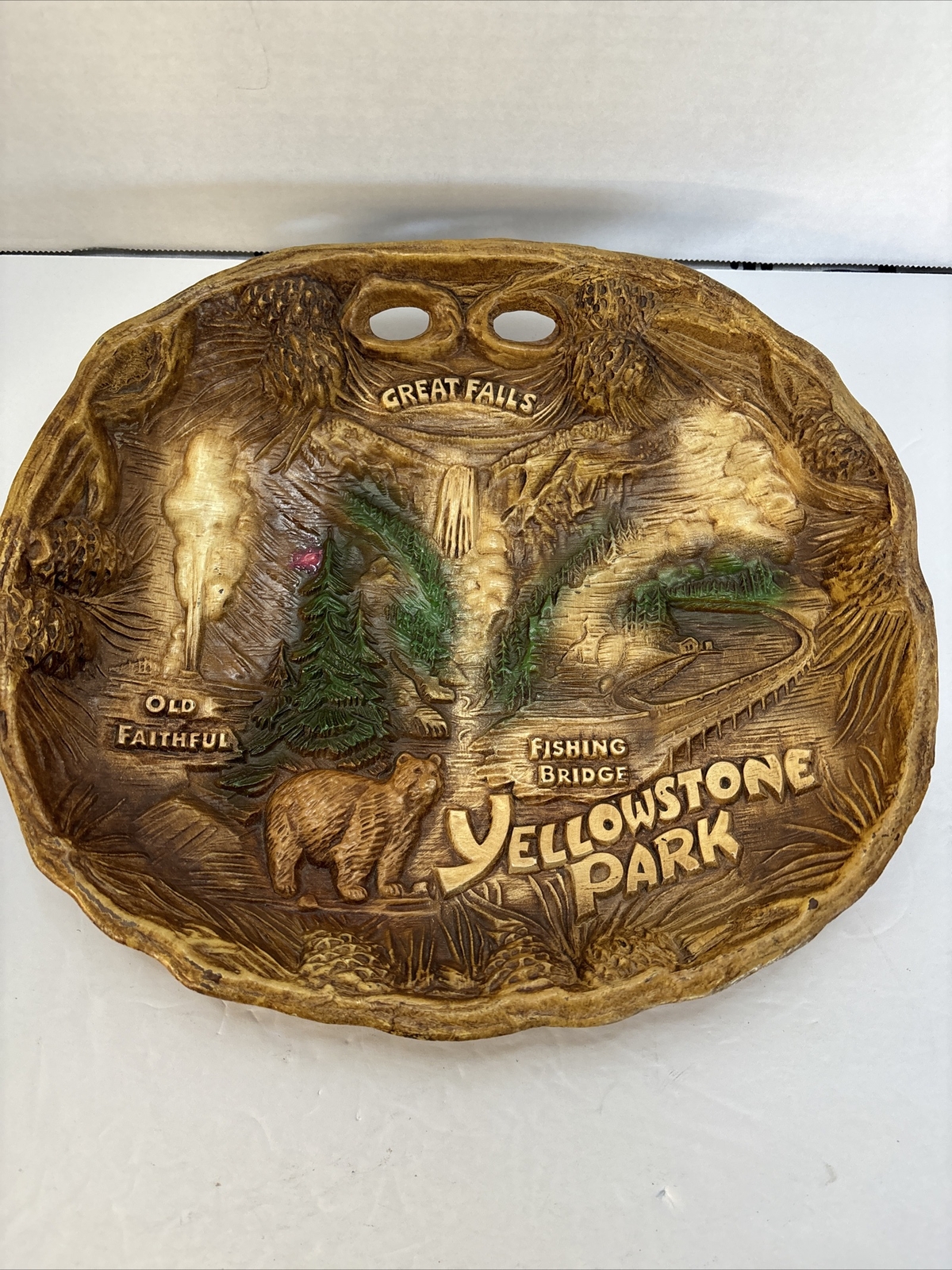 Vtg Grand Canyon National Park Souvenir Faux Wood Resin Bowl TACO Wall Hanging