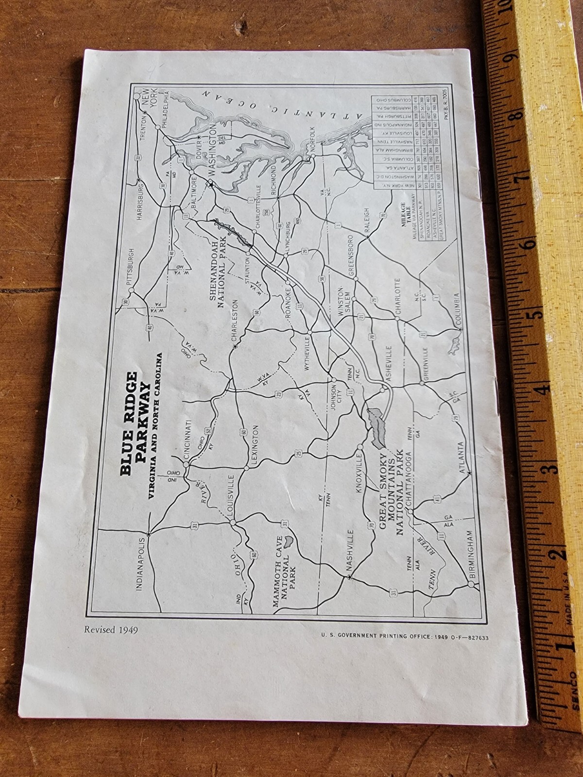 Blue Ridge Parkway, Virgina/North Carolina VINTAGE 1949 Travel Map/Brochure