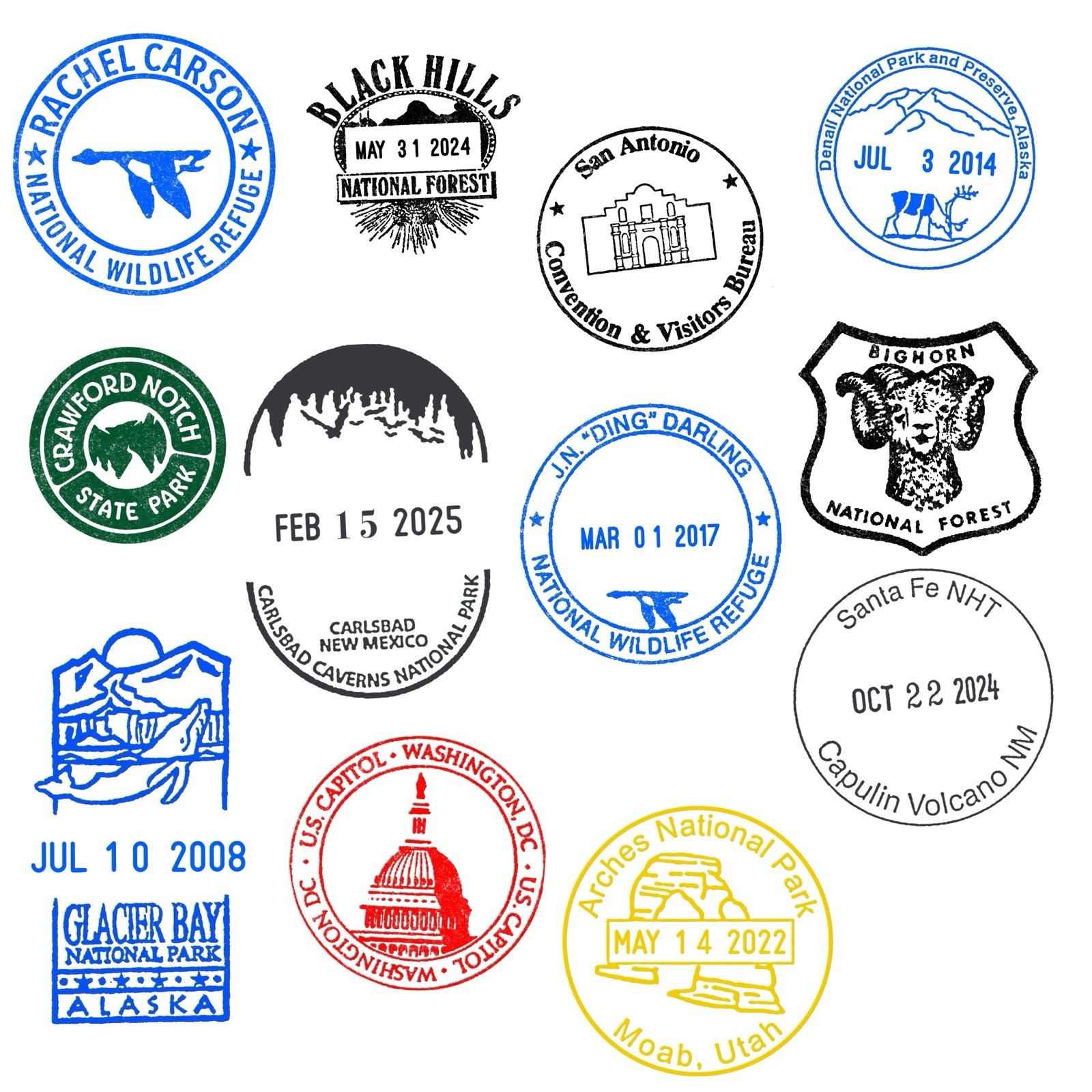 National Park Passport Cancellation Stamp Stickers- Passport Stickers