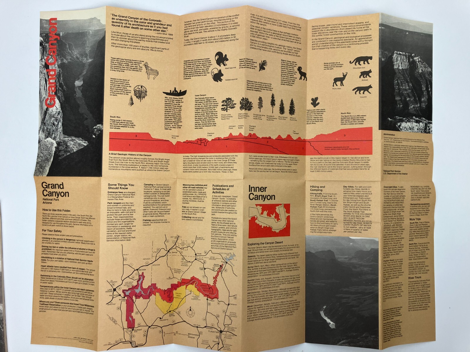 Grand Canyon National Park Travel Booklet (1953) and Guide Map (1979) Vintage