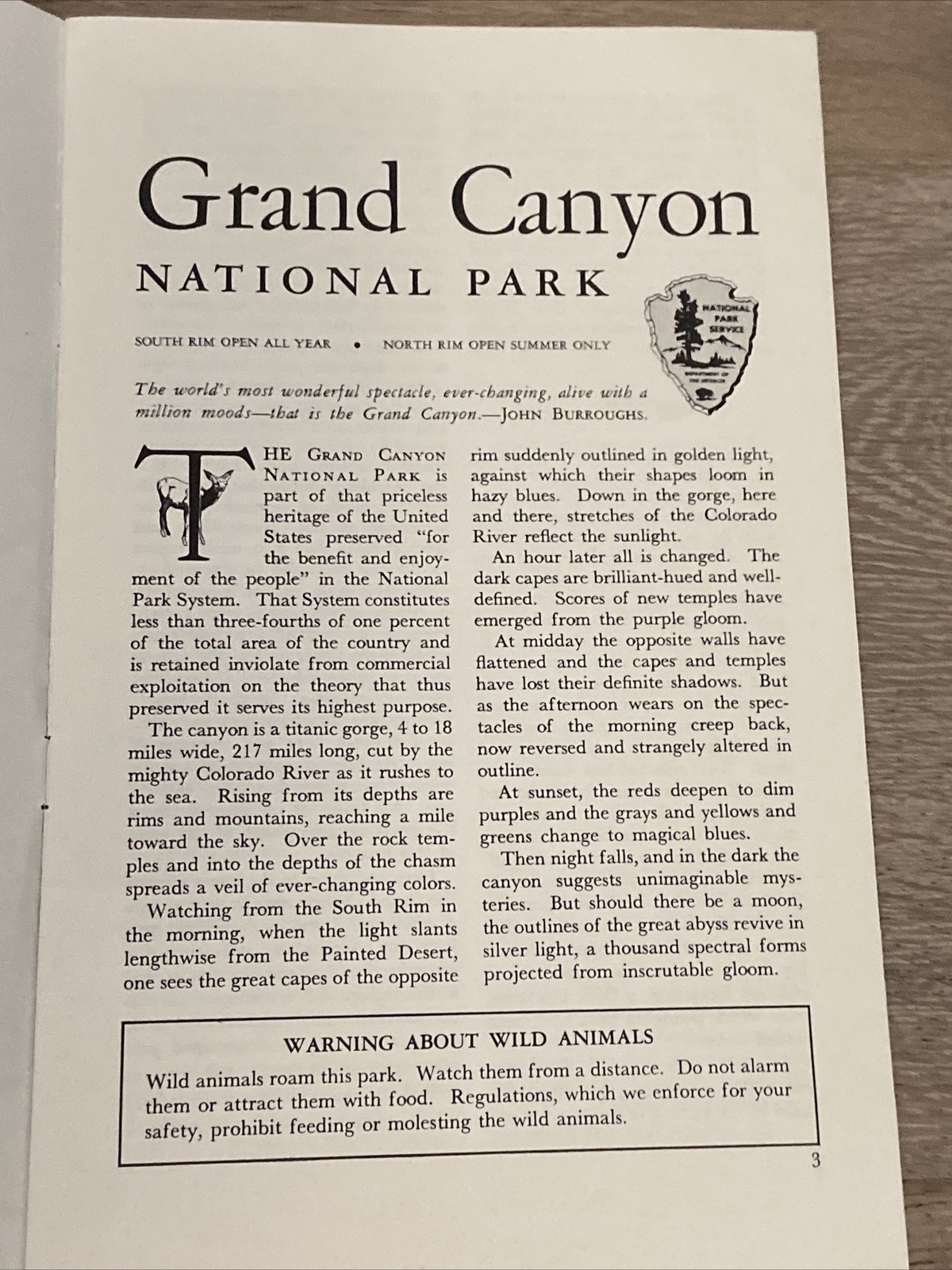 VTG 1956 Grand Canyon National Parks Guide Map Travel Vacation 15 page Brochure