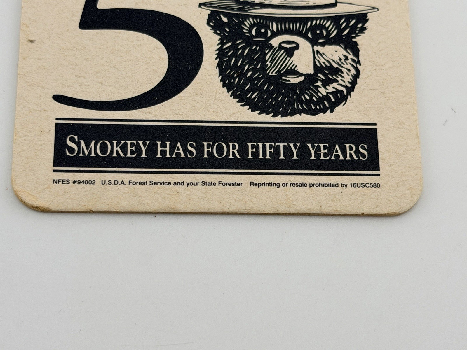 Vintage Smokey Bear 50th Anniversary Coasters USDA Forest Service 1994 Set of 2