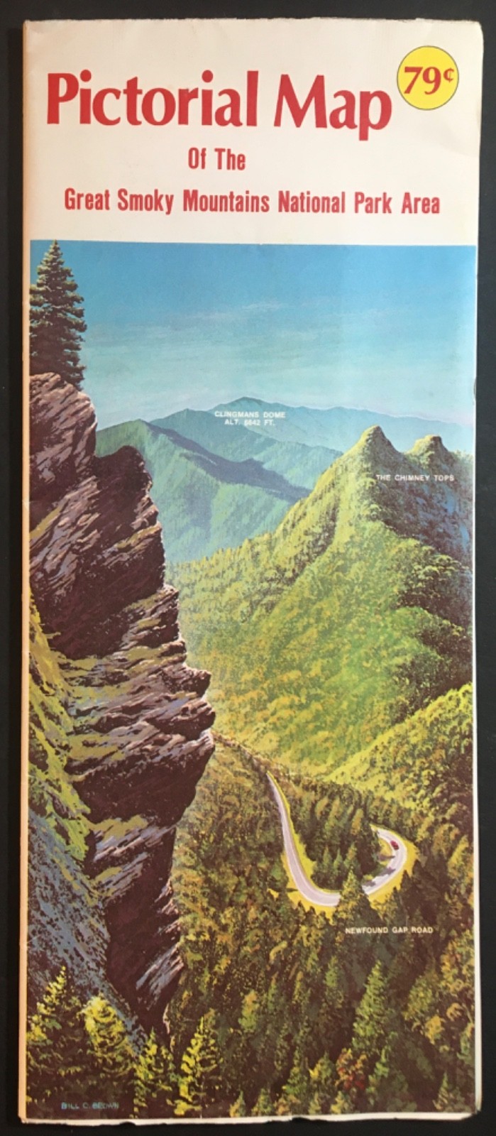 1980 Pictorial Map Great Smoky Mountains National Park NC TN