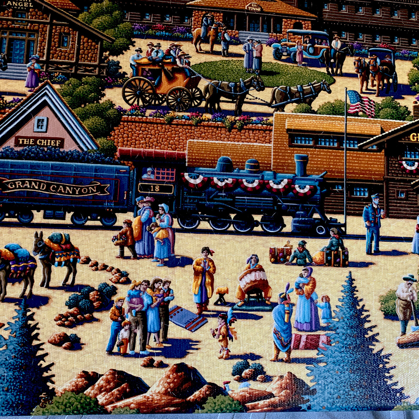 Eric Dowdle ‘Grand Canyon’ 16×20 Folk Art USA Souvenir Southwest Vintage Train