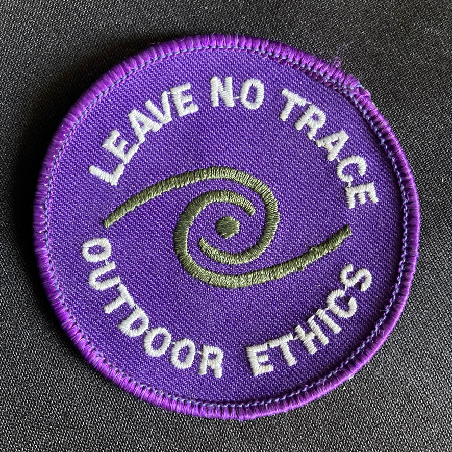 Leave No Trace Patch Outdoor Ethics Sew On Purple White Green Embroidered VTG