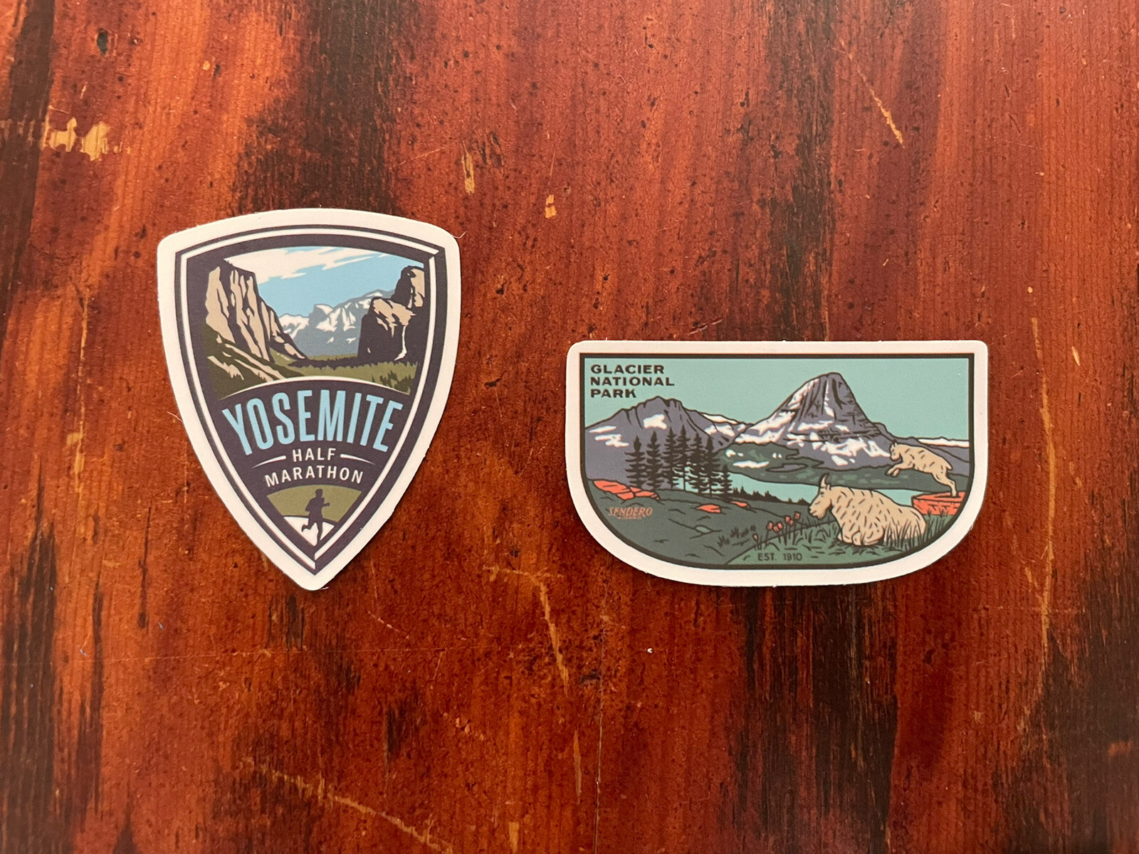 2 Set Yosemite & Glacier National Park Outdoor Wilderness Sticker Decal
