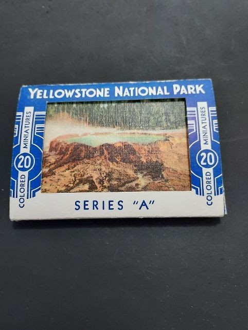 YELLOWSTONE NATIONAL PARK 20 Souvenir Views Miniature Linen Picture Cards 1930’s