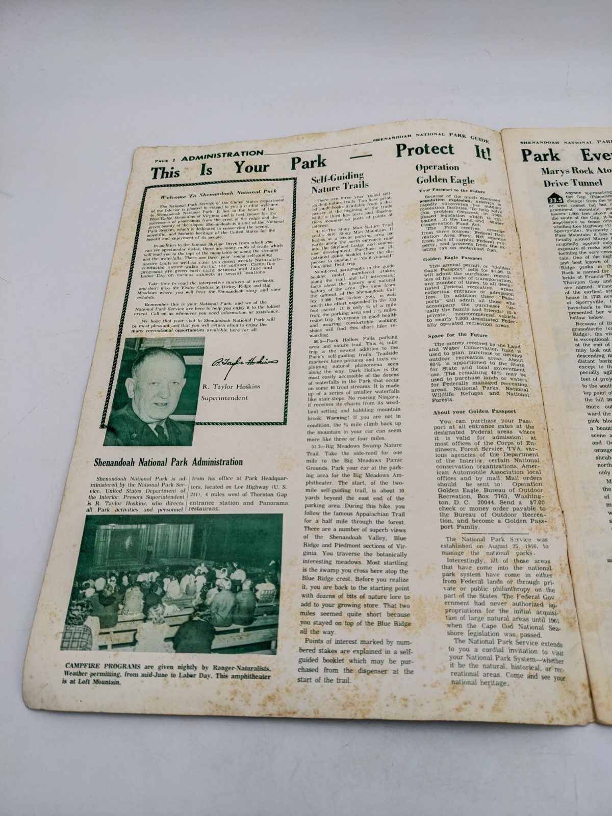 Shenandoah National Park Guide Maps/Info Vintage 50 Cents 1968 Edition