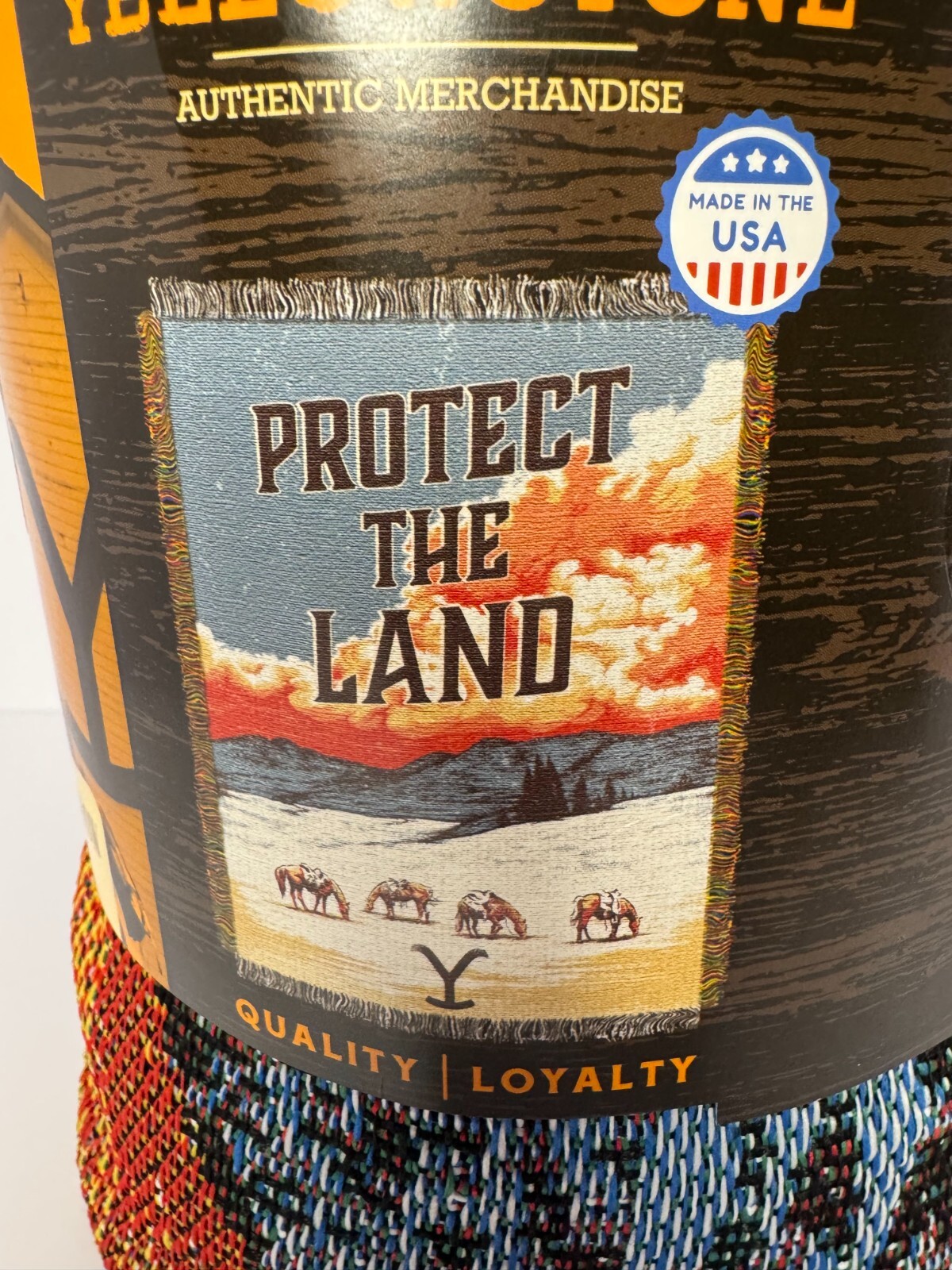Yellowstone Dutton Ranch “Protect the Land” Woven Tapestry Throw Blanket